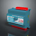 Industrial Computer DI DO Module with Blue Casing Red Top Knob and Interface Ports