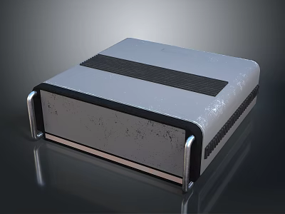 Gray Computer External Hard Drive With Black Stripe Metallic Frame And Textured Surface 3d model
