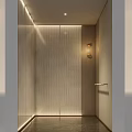 Modern Elevator Corridor With Textured Walls Lighting And Handrail 3d model