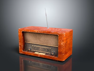 Vintage Audio Speaker With Orange Leather Casing Antenna Classic Knobs And Retro Design 3d model