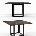 Modern Side Table With Black Metal Frame And Marble Top Design 3d model