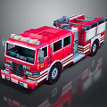 Red Block Style Fire Truck Toy With Ladder And Detailed Design