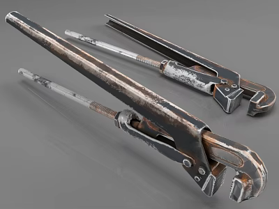 Rusty Metal Pliers With Worn Handles And Rusty Surfaces On Gray Background 3d model