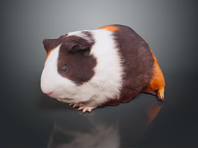 Children With Cute Brown White Black Guinea Pig As Playful Pet Friend 3d model
