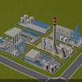 Industrial Factory Plant Layout With Chimney Storage Tanks And Pipeline Structures