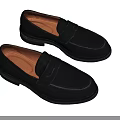 Black Leather Loafers Shoes With Brown Inner Lining And Slip On Design For Daily Wear