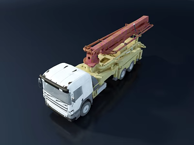 Industrial Concrete Pump Truck Featuring Extendable Red Boom And Vehicle Chassis 3d model