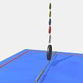 Sports Training Equipment With Blue Square Mat Long Pole Black Disc And Stacked Colored Balls