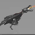 Fire Breathing Mechanical Dragon With Metal Wings And Robotic Body Structure