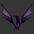Purple Dragon Figurine With Pink Purple Gradient Wings And Horns On Dark Background