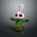 Adorable Rabbit Stuffed Toy Featuring White Ears Green Outfit Red Sash And Arms Outstretched