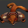 Fantasy Armored Dog Warrior Character In Red And Gold Armor Design