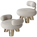 Stylish Light Gray Velvet Sofa Stool With Gold Metal Legs And Curved Armrests