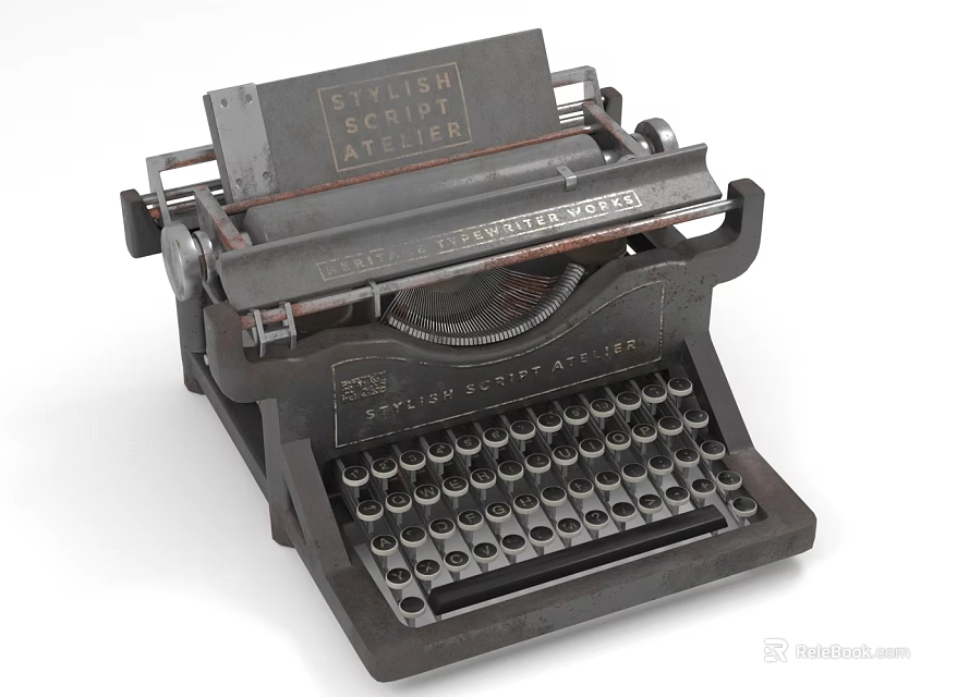 Vintage American Typewriter With Retro Design Mechanical Structure And Classic Keyboard 3d model 