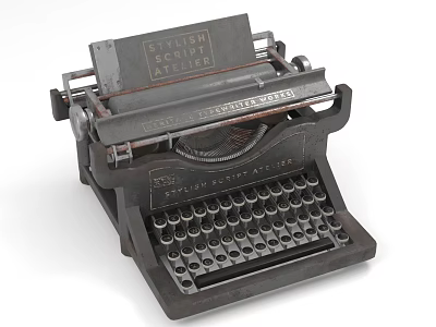 Vintage American Typewriter With Retro Design Mechanical Structure And Classic Keyboard 3d model