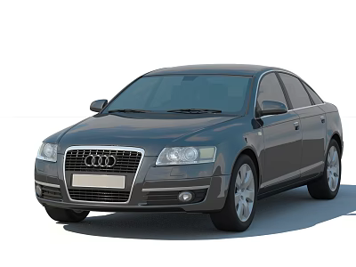 Audi Gray Sedan Exterior With Front Grille Headlights And Alloy Wheels 3d model