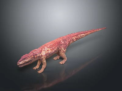 Prehistoric Dinosaur Model With Reddish Brown Textured Skin In Standing Posture 3d model