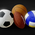 Different Types of Sports Equipment Balls Including Soccer Basketball Football and Volleyball