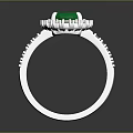 Elegant Silver Ring With Round Green Gemstone And Sparkling Diamond Accents