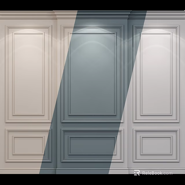 Modern Decorative Wall Panels In Light Blue And White With Elegant Lines 3d model 
