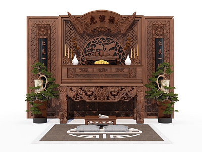 Chinese-style Buddhist Cabinet Solid Wood Buddhist Table 3d model