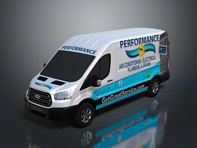 White Performance Commercial Van Offering Air Conditioning Electrical Plumbing Services 3d model