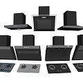 Black Kitchen Appliances Featuring Range Hoods And Gas Stoves With Modern Designs