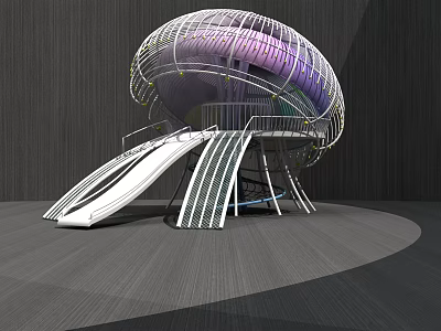 Modern Dome Shaped Playground Equipment With Slides And Colorful Lighting Effects 3d model