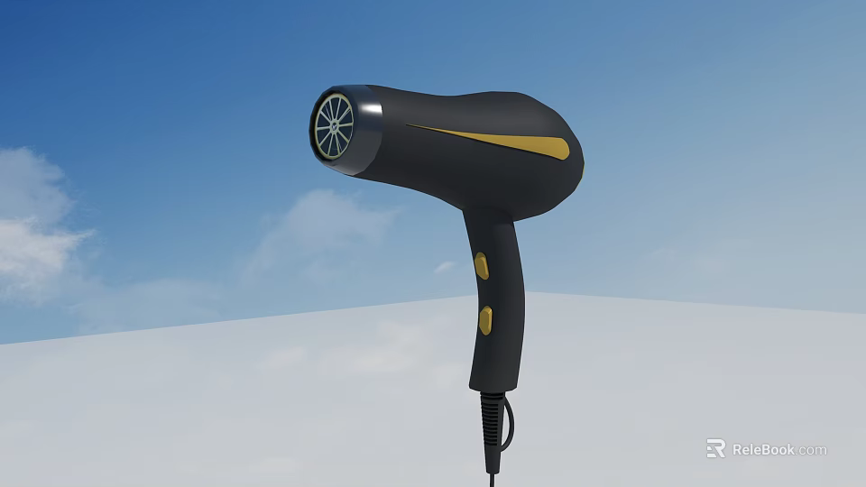 Handheld Black And Gold Air Cooler Fan With Efficient Fresh Air Design 3d model 
