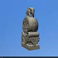 Traditional Architectural Component With Elephant Sculpture Circular Drum And Carved Base Patterns