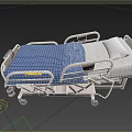 Adjustable Medical Bed for Hospital Patient Care with Side Rails Blue Mattress and Wheels