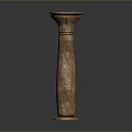 Classical Architectural Column With Brown Stone Carved Texture And Classic Design