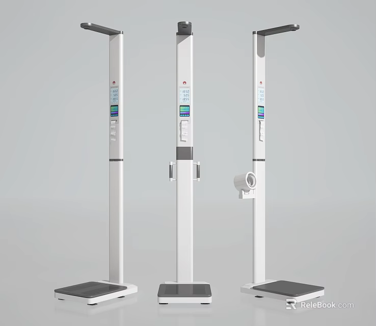 White Medical Devices Height And Weight Measuring Scales With Digital Displays And Platforms 3d model 