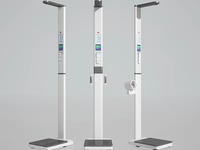 White Medical Devices Height And Weight Measuring Scales With Digital Displays And Platforms 3d model