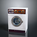 White Washing Machine With Purple Base Transparent Door And Control Panel Knobs