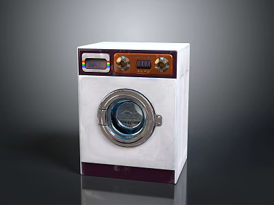 White Washing Machine With Purple Base Transparent Door And Control Panel Knobs 3d model