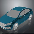 Blue Modern Sedan With Sleek Body White Wheels And Black Background Reflection
