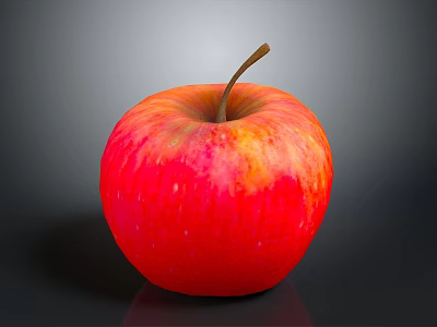 Fresh Red Apple With Yellow Highlights And Glossy Surface On Dark Background 3d model