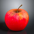 Fresh Red Apple With Yellow Highlights And Glossy Surface On Dark Background