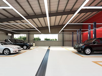 Modern Auto Repair Factory 3d model