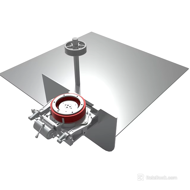 Mechanical Structure With Metal Base Red Circular Component And Connecting Rod 3d model