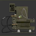 Olive Green Military Weapon Device Featuring Telephone Handset And Connecting Pipes