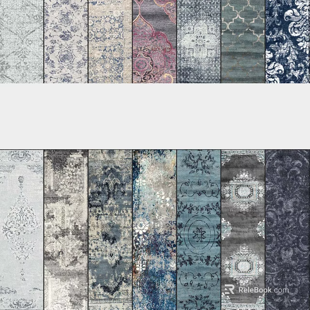 Trendy Square Rugs with Diverse Patterns and Rich Colors for Interior Design 3d model