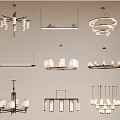 Stylish Modern Chandeliers With Circular Linear And Multi Light Designs For Home Decor 3d model