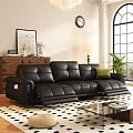 Modern Black Leather Multi Seater Recliner Sofa For Cozy Stylish Living Room Home Furniture