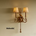 Vintage MolteniC Wall Light With Two Lampshades And Brass Decorative Design