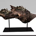 Decorative Ornament Set With Wooden Base Lotus Decorations And Black Stand