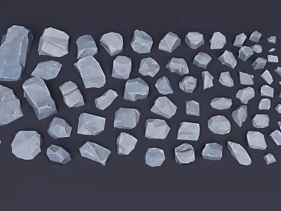 Collection Of Stone And Wood Pieces With Different Shapes And Sizes 3d model