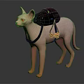 Sphynx Cat With Gray Backpack And Black Straps Standing On Dark Surface 3d model