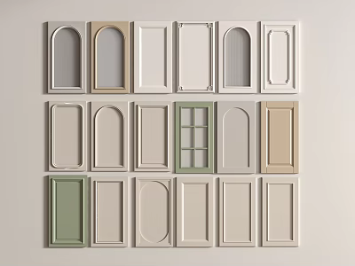 Various Style Door Panels In Different Colors For Home Interior Decor 3d model